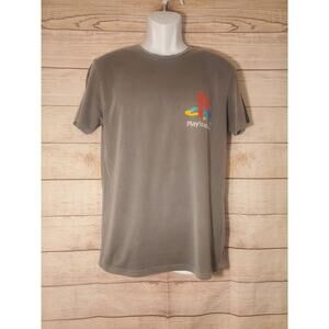 PlayStation Mens T Shirt Logo Gray Short Sleeve Gamer Sony Size S EUC